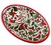 Armenian Ceramic Oval Bowl Pottery - Red & Green - Handmade 7"x5"
